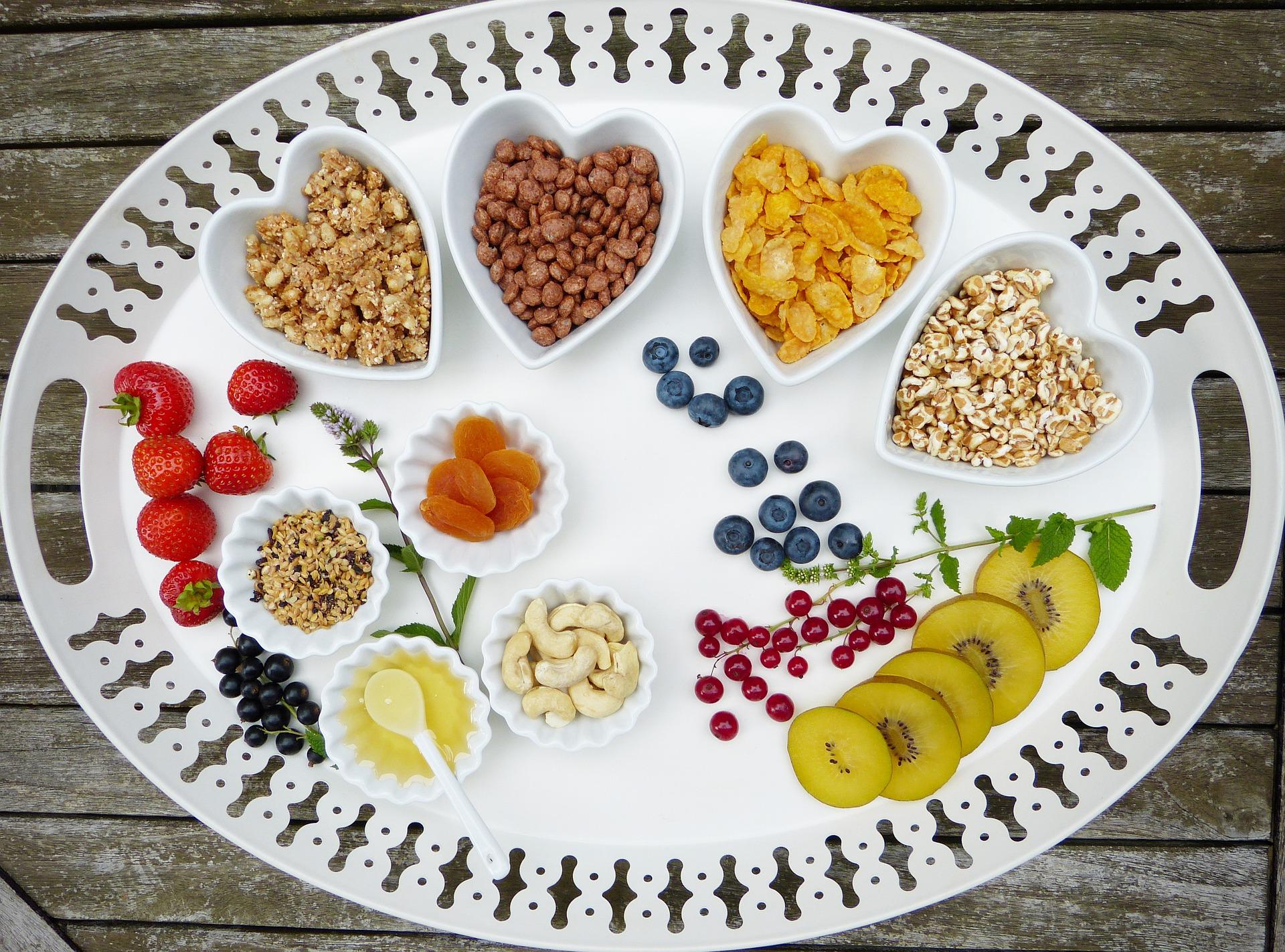 A breakfast food plate with healthy options